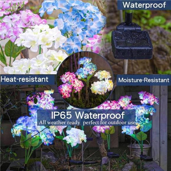 3Pack 2023Version Solar Lights Outdoor,Colorful,Hydrangea Flower Lights for Yard - Picture 2 of 6